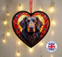 Flat Coated Retriever Stained Glass Effect Heart Suncatcher